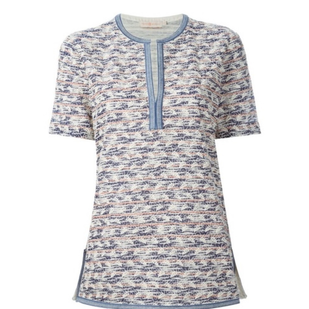 Tory Burch Comet & Stripe Tunic Top Sz Sm P